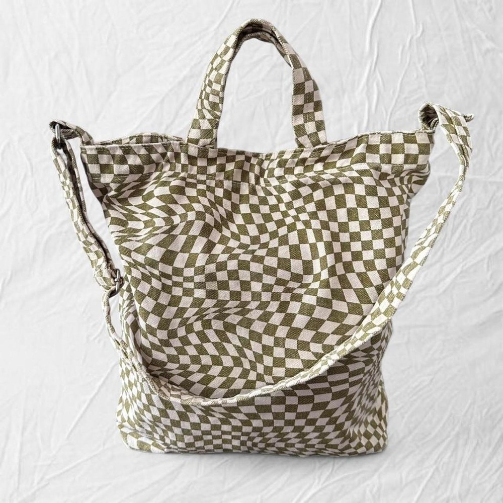 Baggu moss trippy checker canvas duck bag